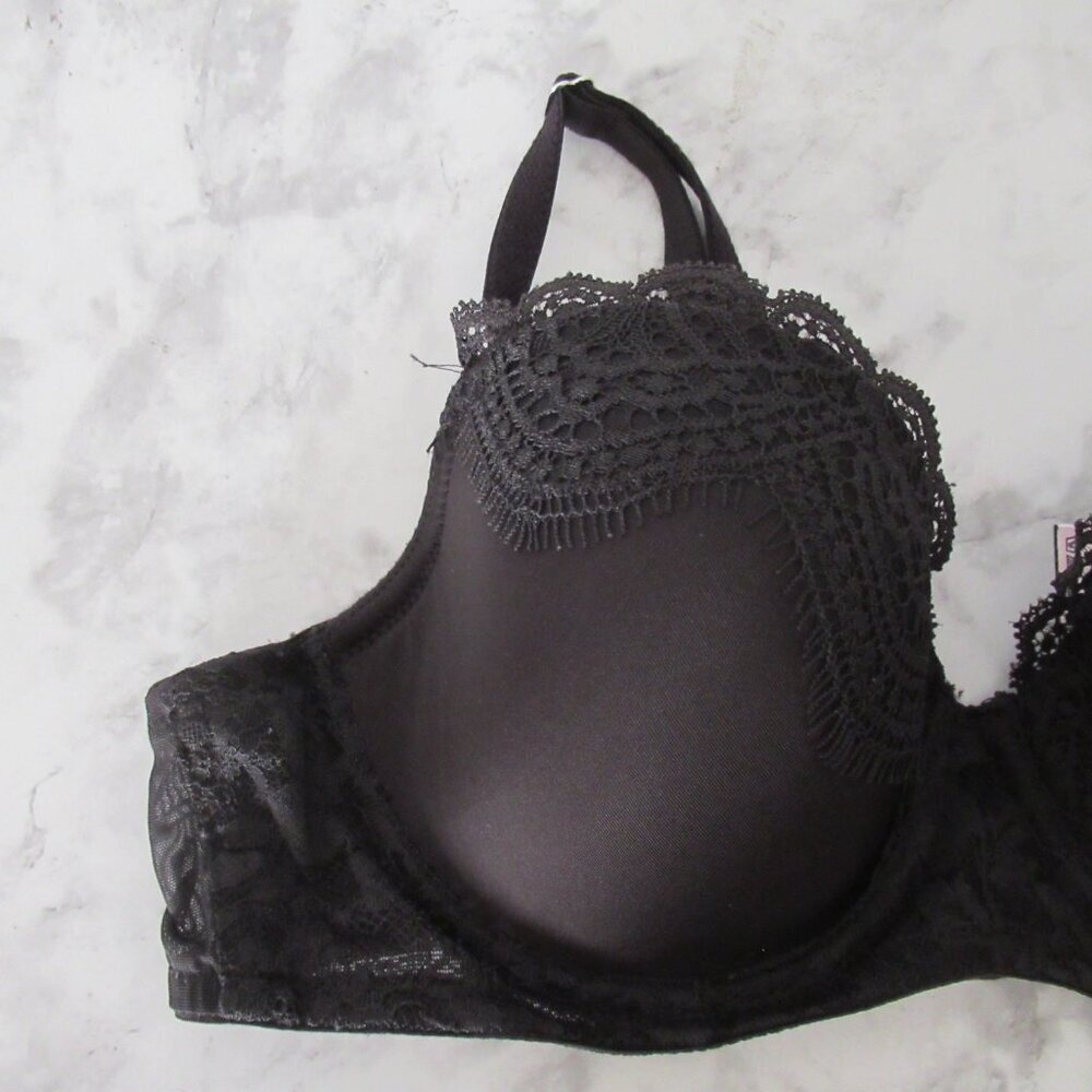 Victorias Secret Bra 34B Black Lace Lined Demi Underwire Padded Dream Angels - Picture 4 of 6